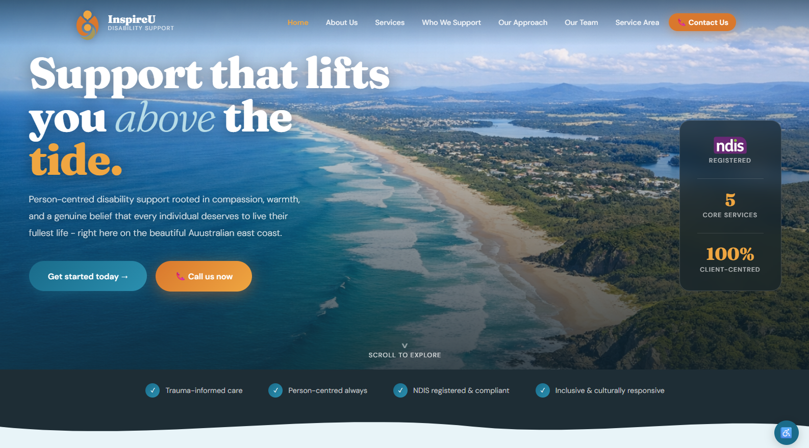 InspireU Disability Support — homepage